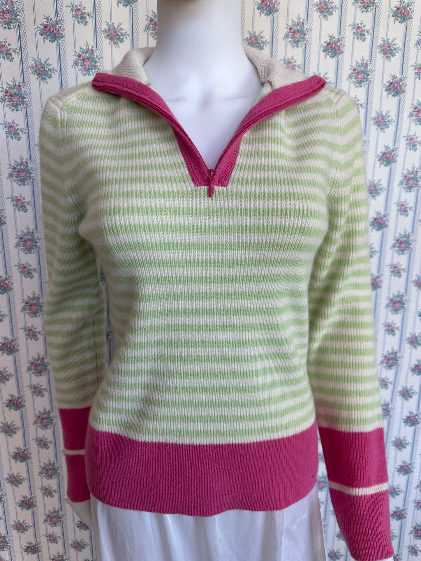 Vintage Green & Pink Half Zip