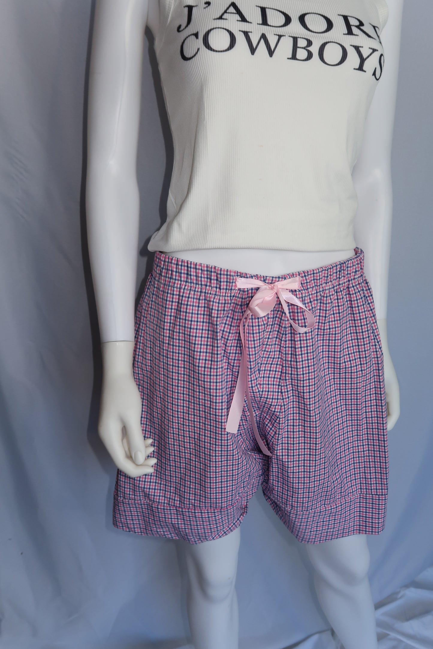 Reworked Pink & Blue Gingham Shorts