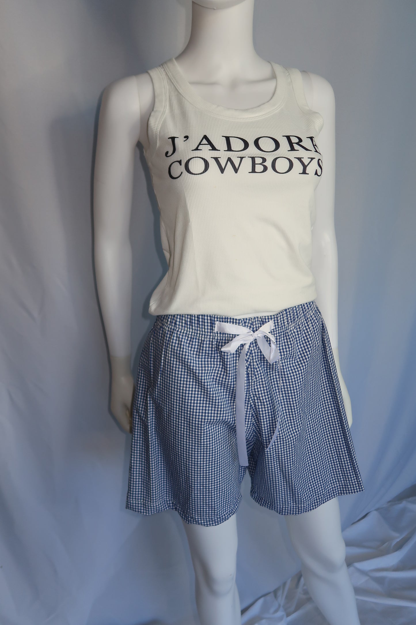 Reworked Navy & White Gingham Shorts