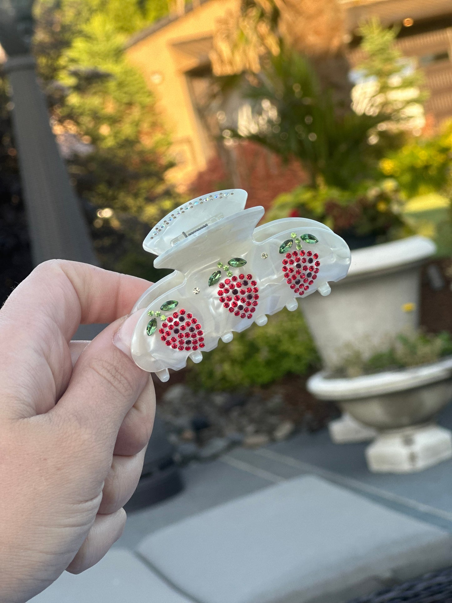 Clear Strawberry Claw Clip