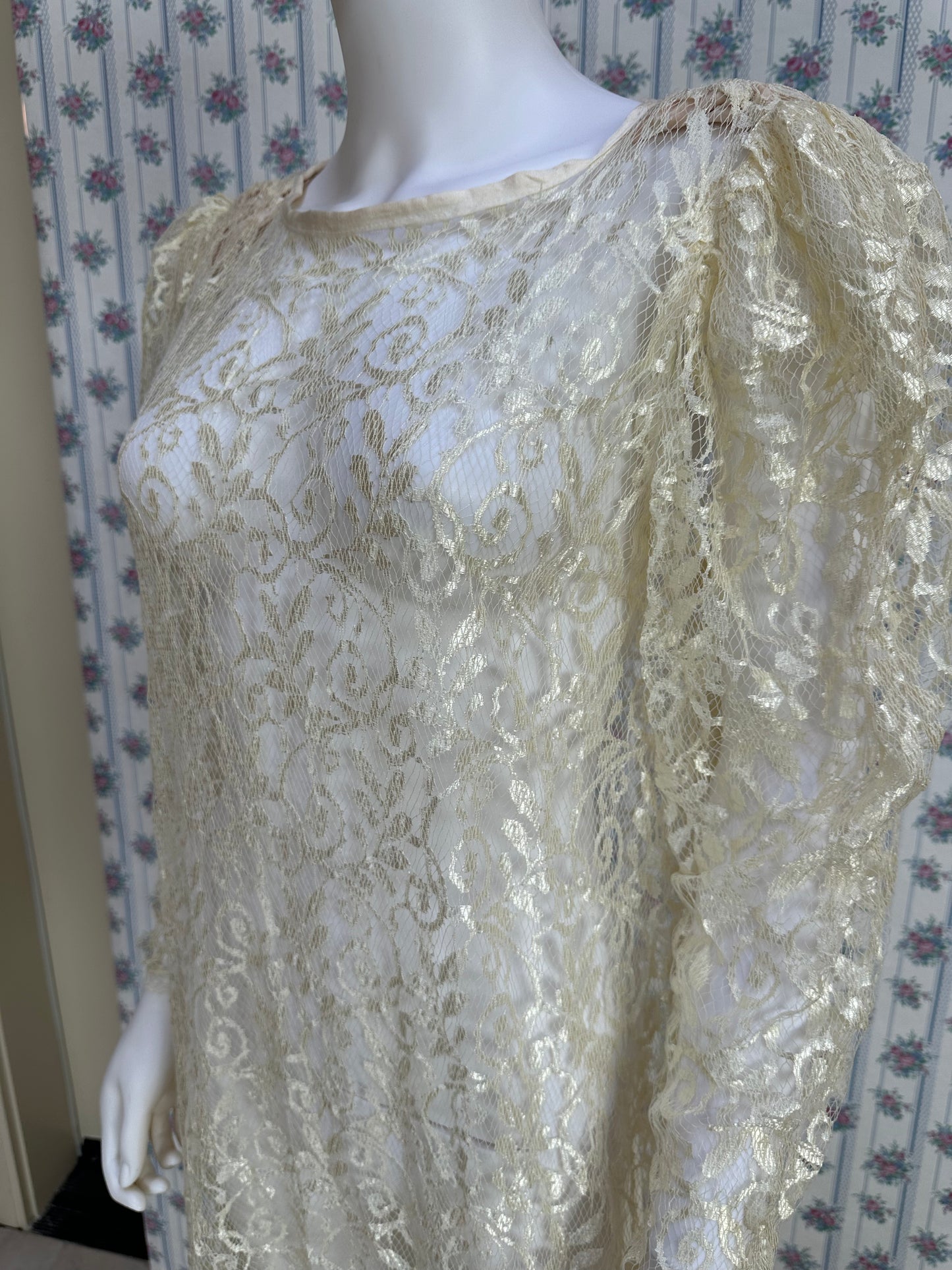 Cream Vintage Lace Cover Up