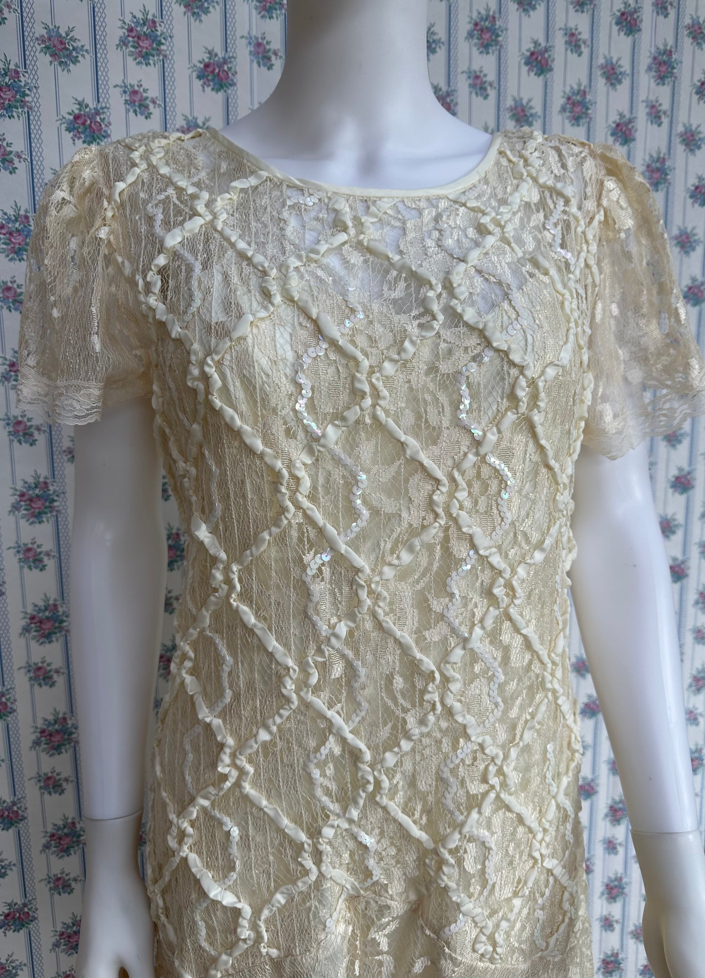 After Dark Cream Sequin Vintage Gown