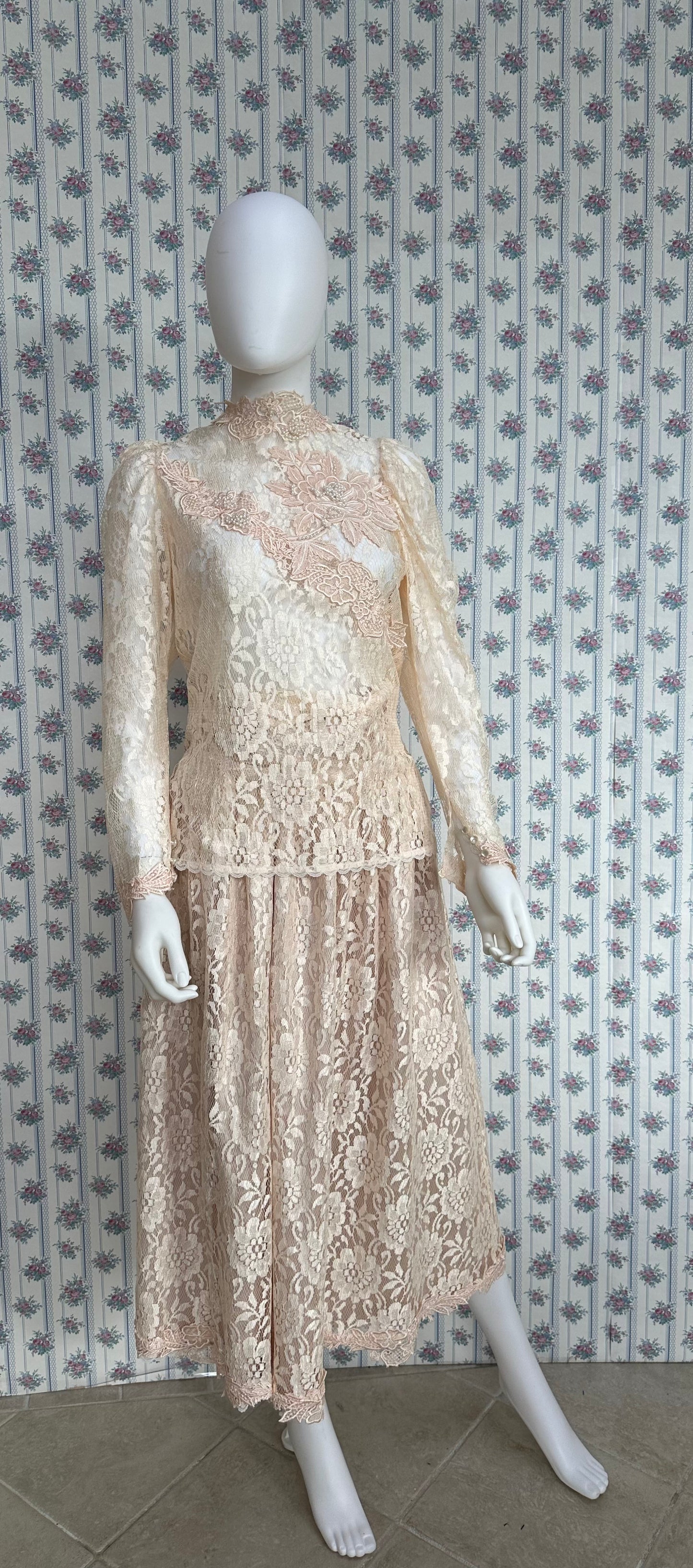 After Dark Cream Sequin Vintage Gown