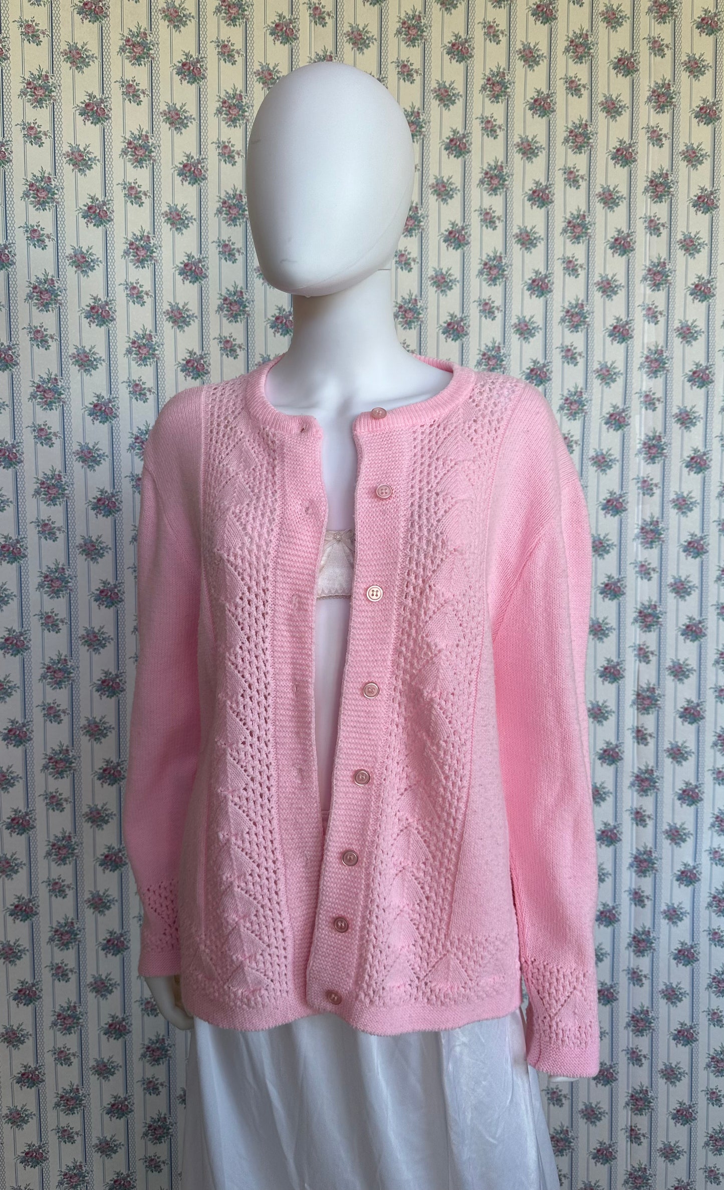 Vintage Pink Button Down Sweater