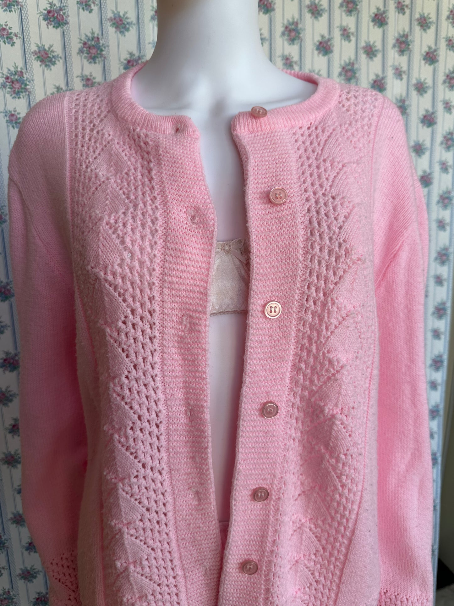 Vintage Pink Button Down Sweater