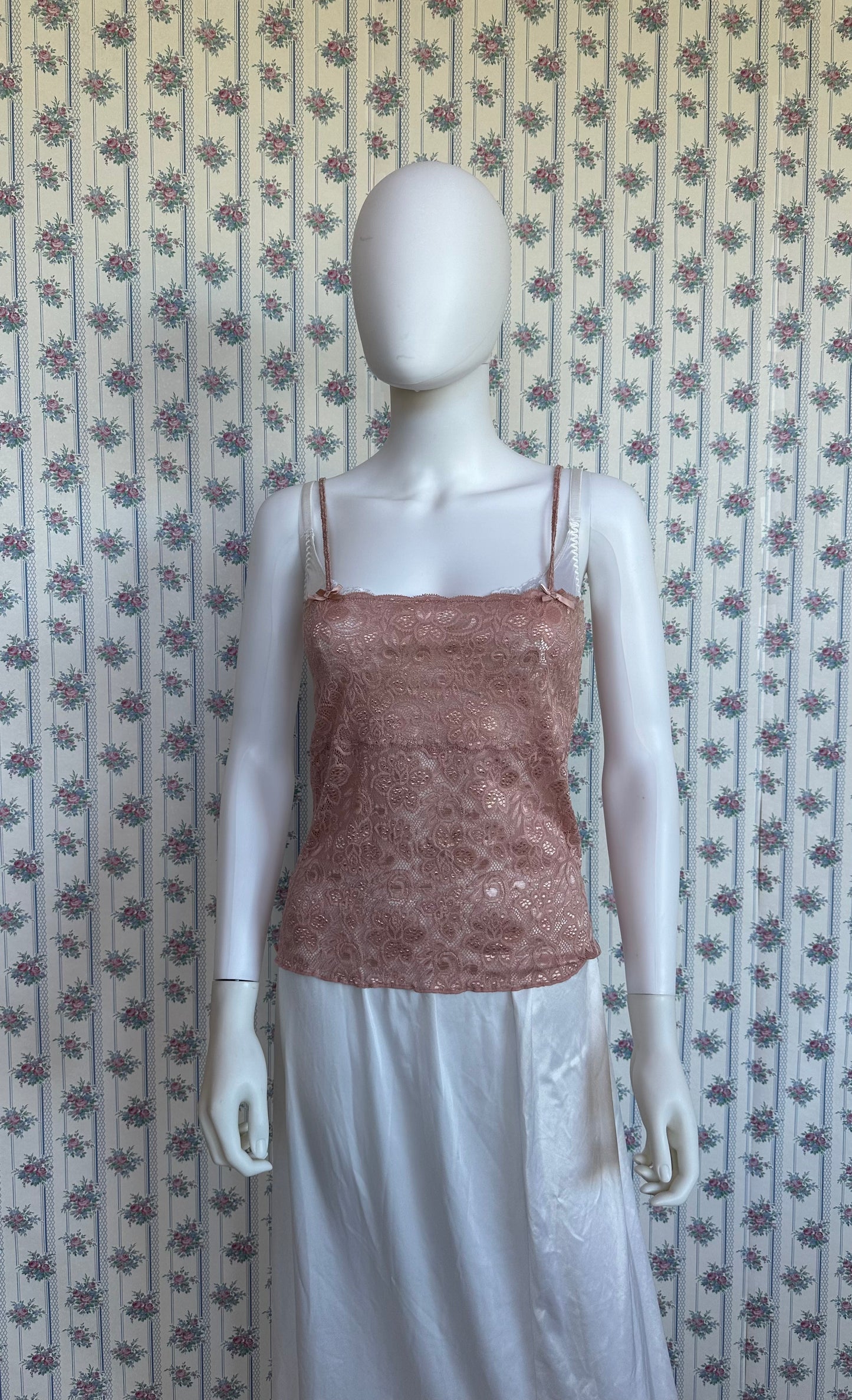 Belle Pink Lace Tank With Bows