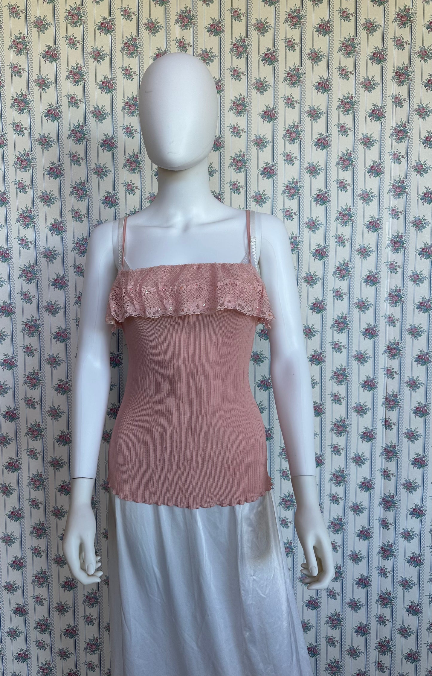 Pink Ruffle Vintage Tank