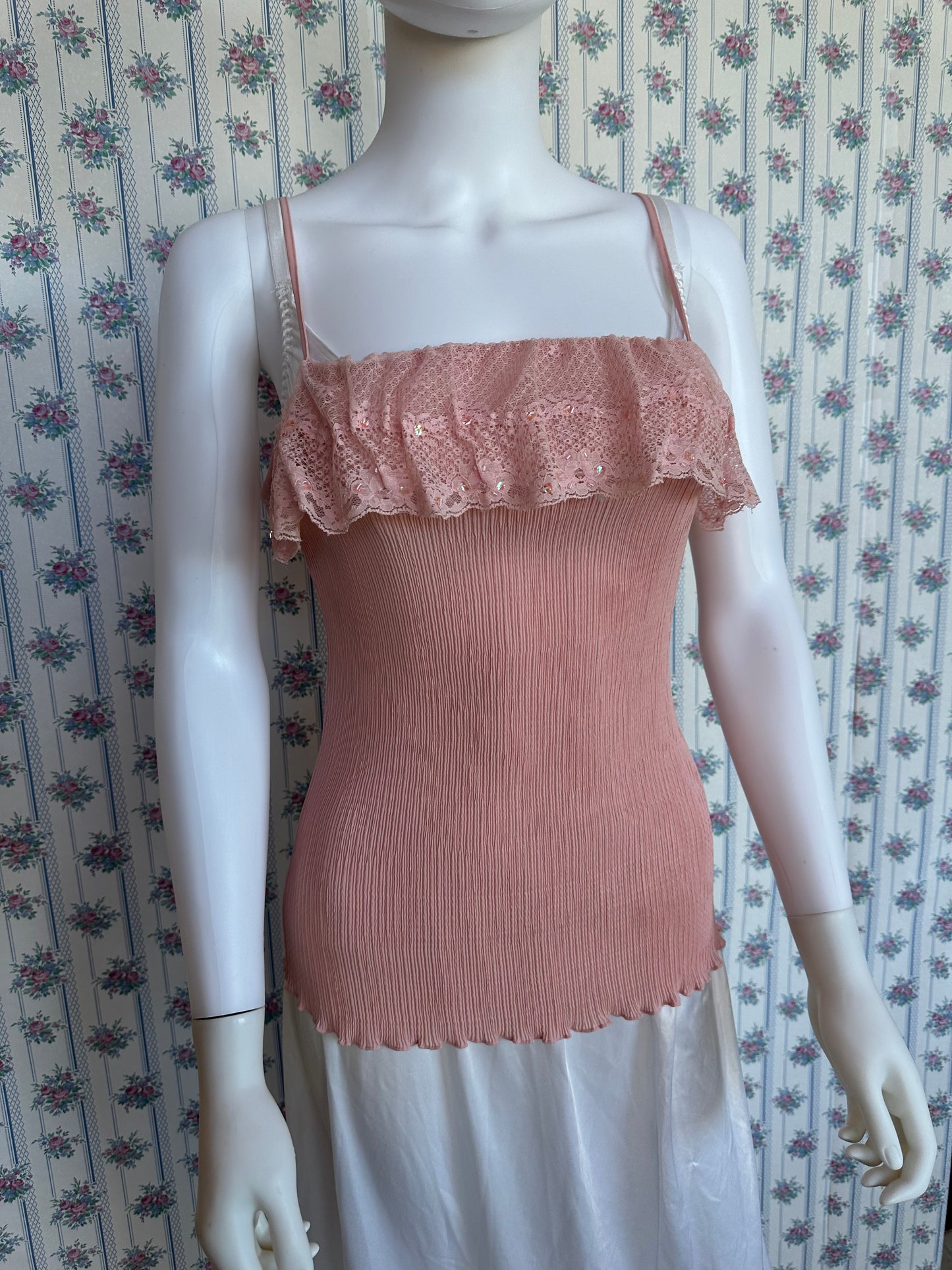 Pink Ruffle Vintage Tank