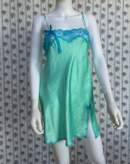 Vintage Victoria Secret Teal & Blue Slip Dress