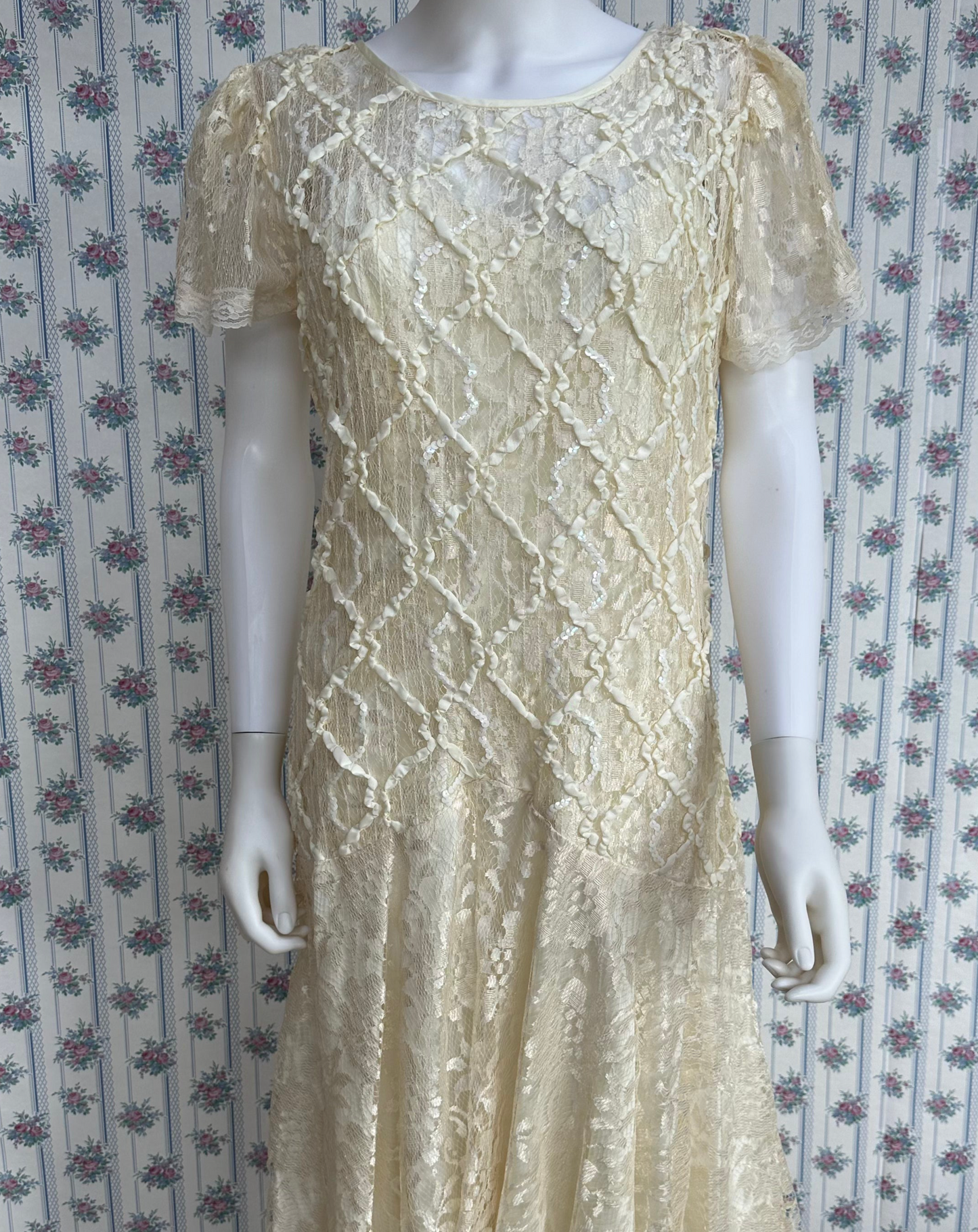 After Dark Cream Sequin Vintage Gown