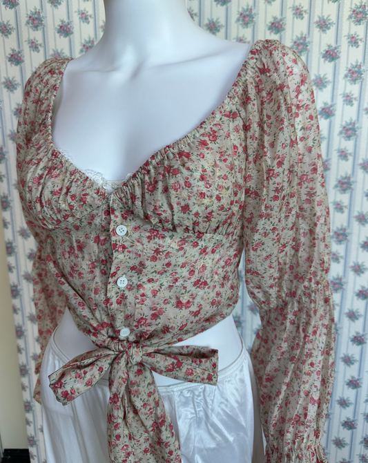 Vintage Floral Tie Long Sleeve