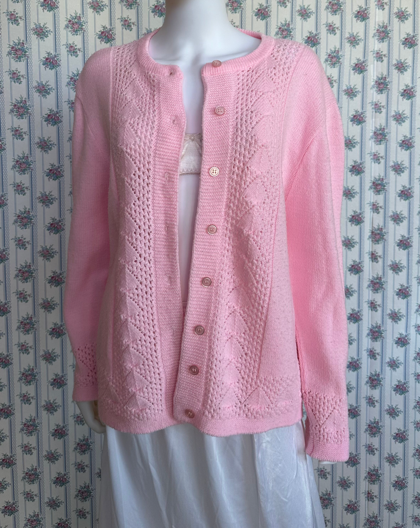 Vintage Pink Button Down Sweater