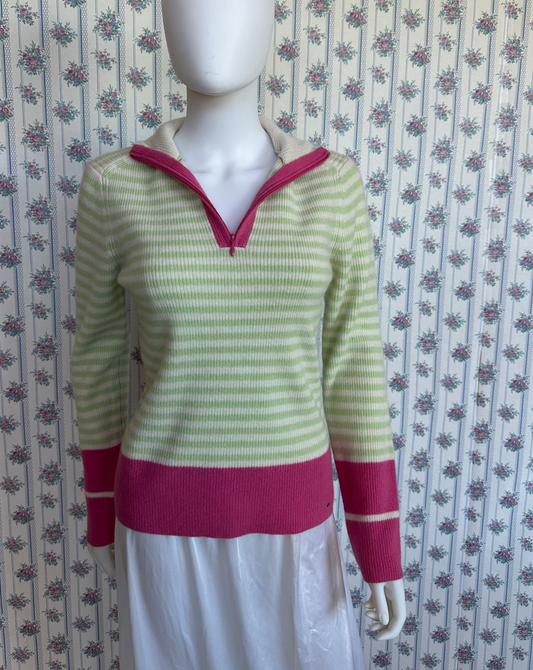 Vintage Green & Pink Half Zip