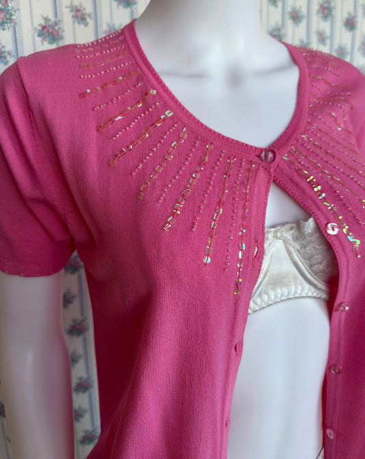 Vintage Hot Pink Short Sleeve Sweater