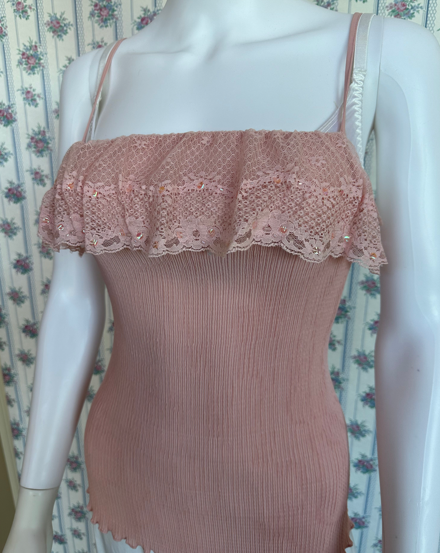 Pink Ruffle Vintage Tank