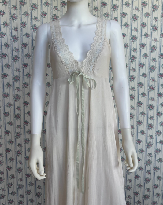 Cream & Green Vintage Dress